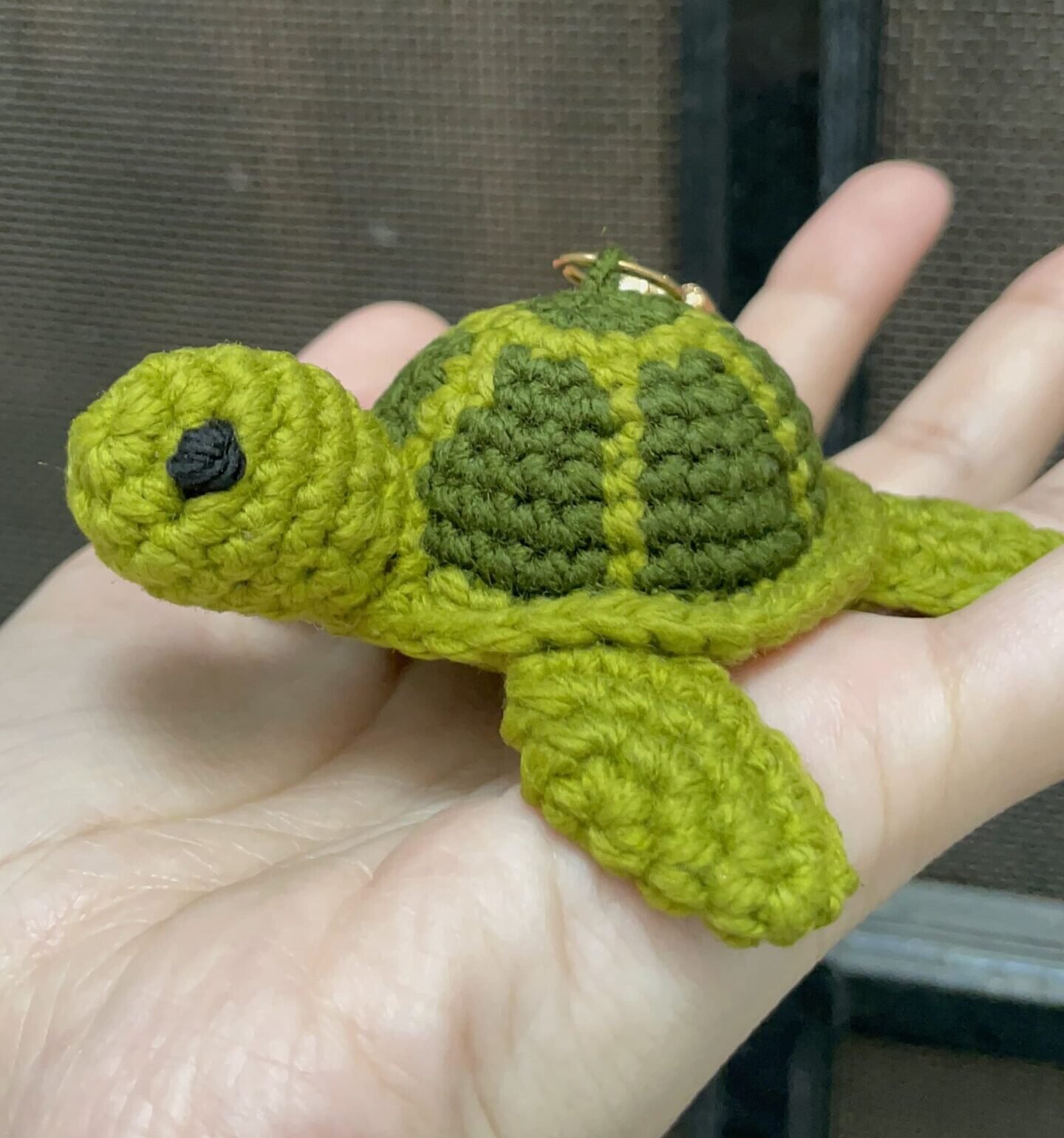 Handmade turtle keychain.
