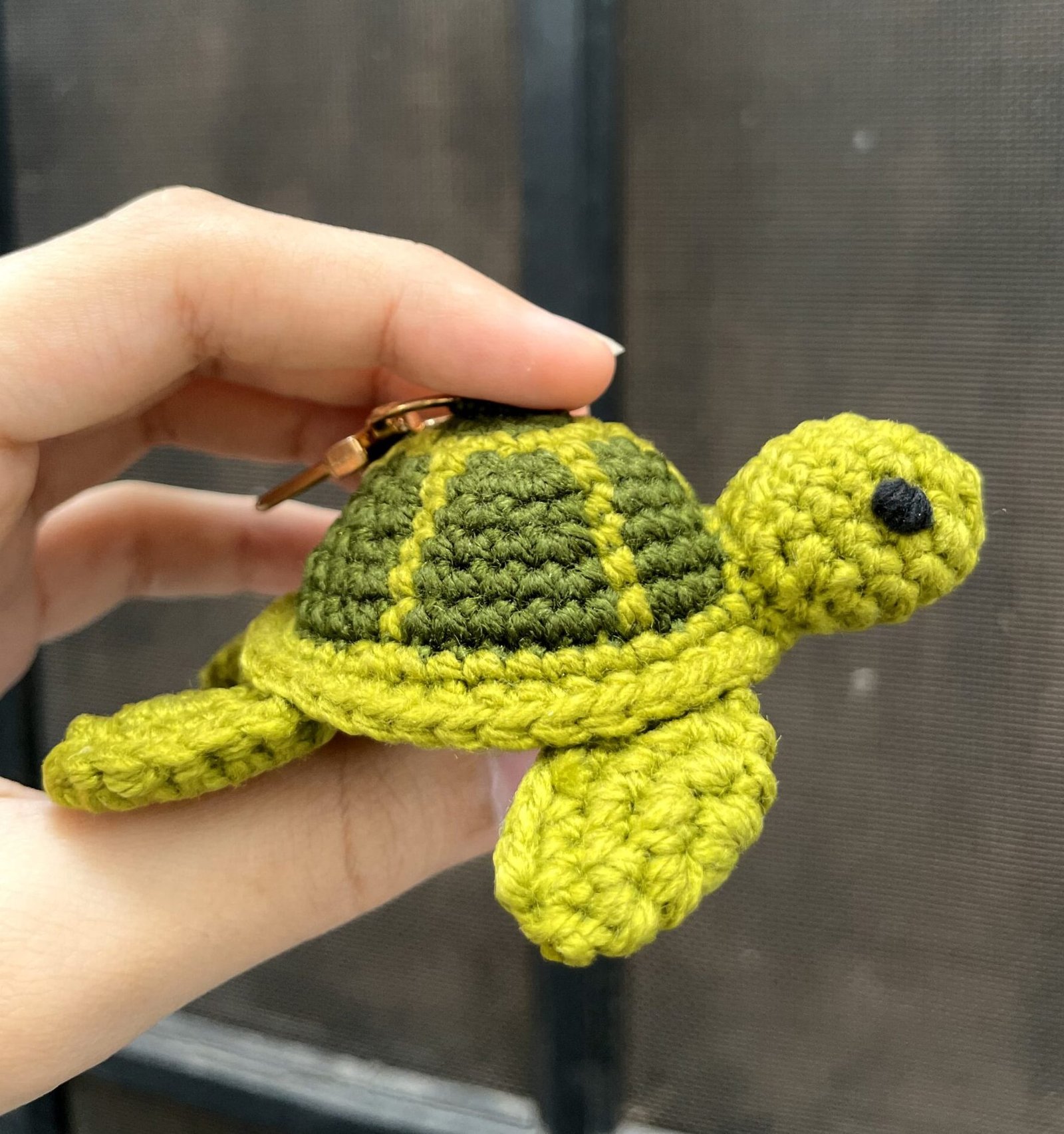 Handmade turtle keychain.