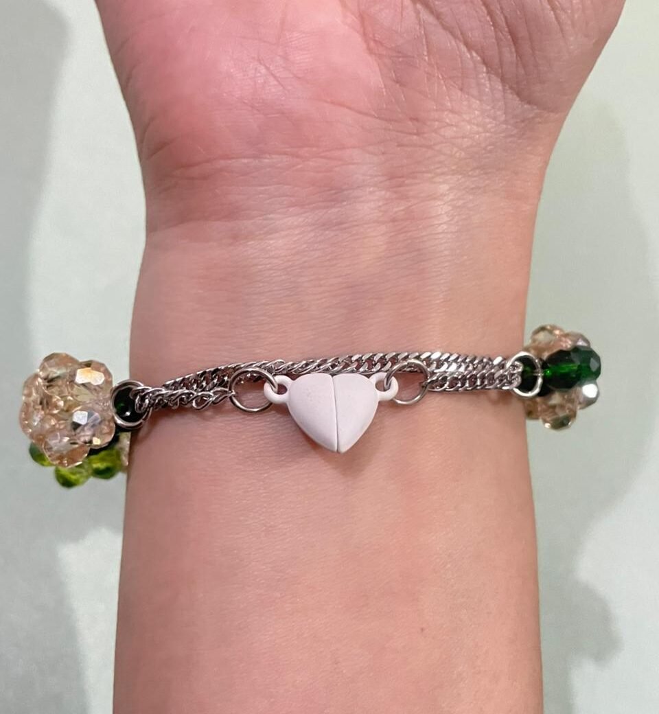 Green brown amber bracelet.