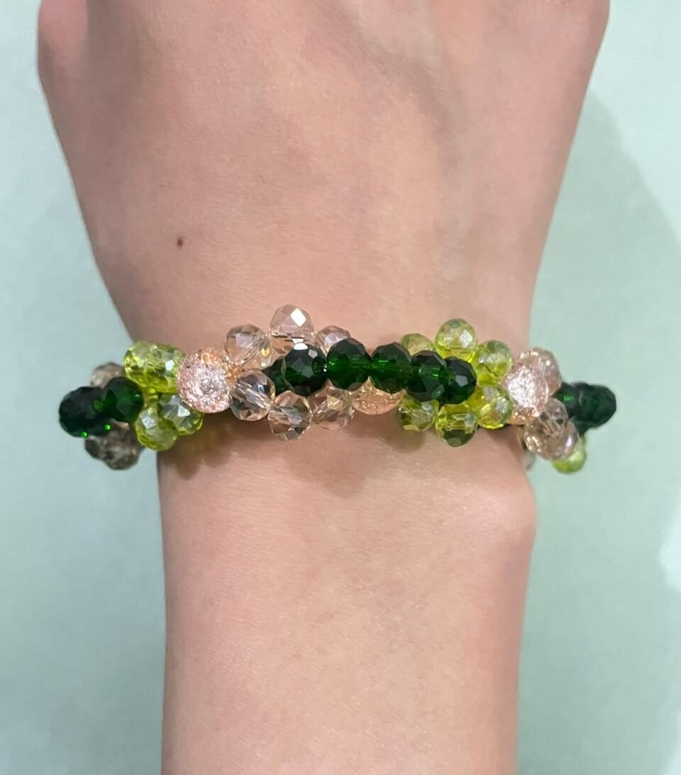 Green brown amber bracelet.