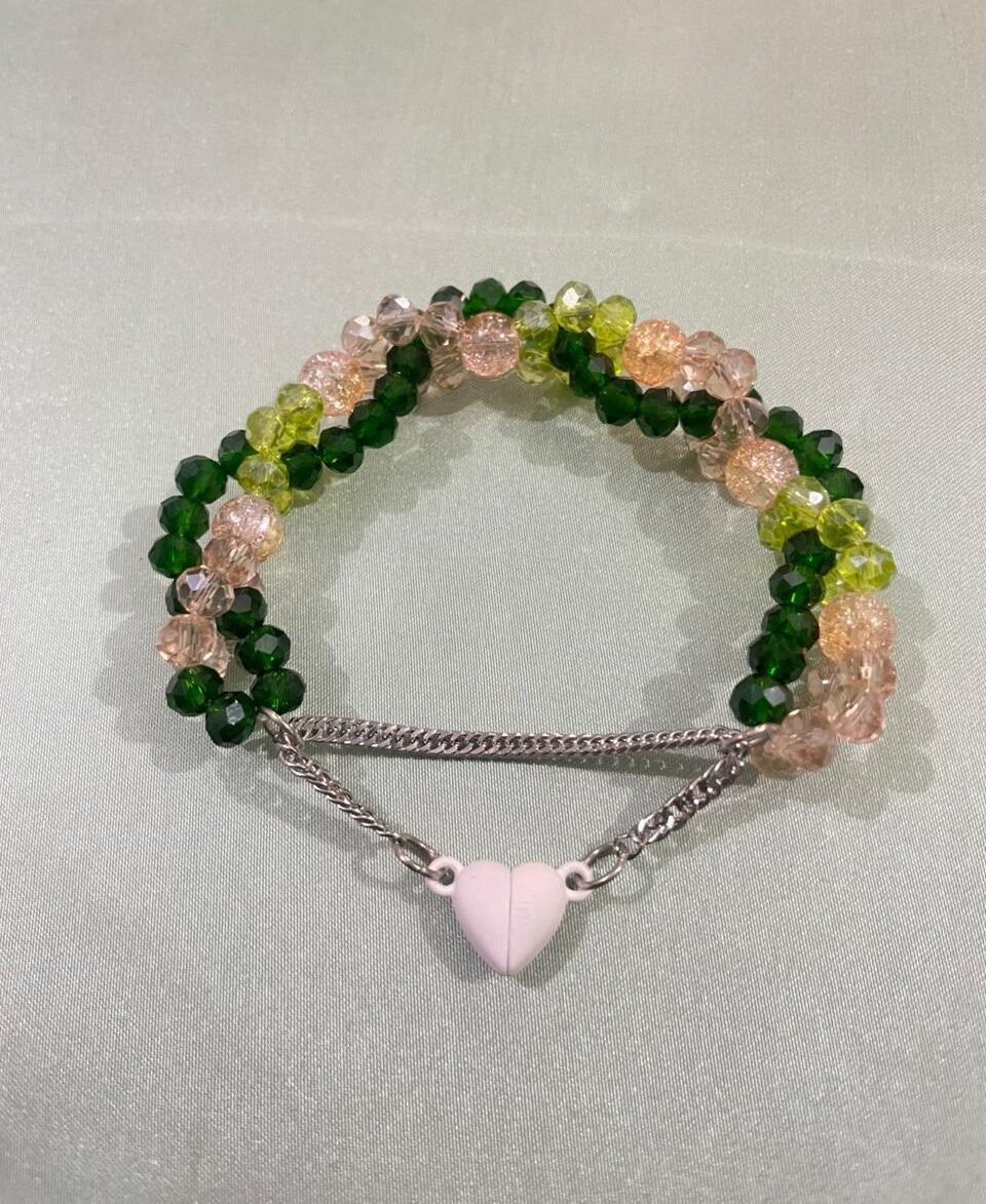 Green brown amber bracelet.