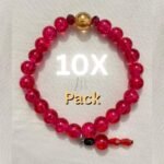 Magenta gold beaded bracelet.