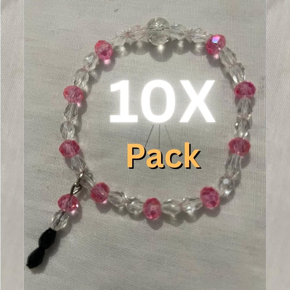 Clear pink beaded bracelet.
