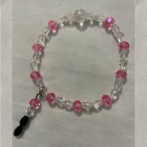 Clear pink beaded bracelet.
